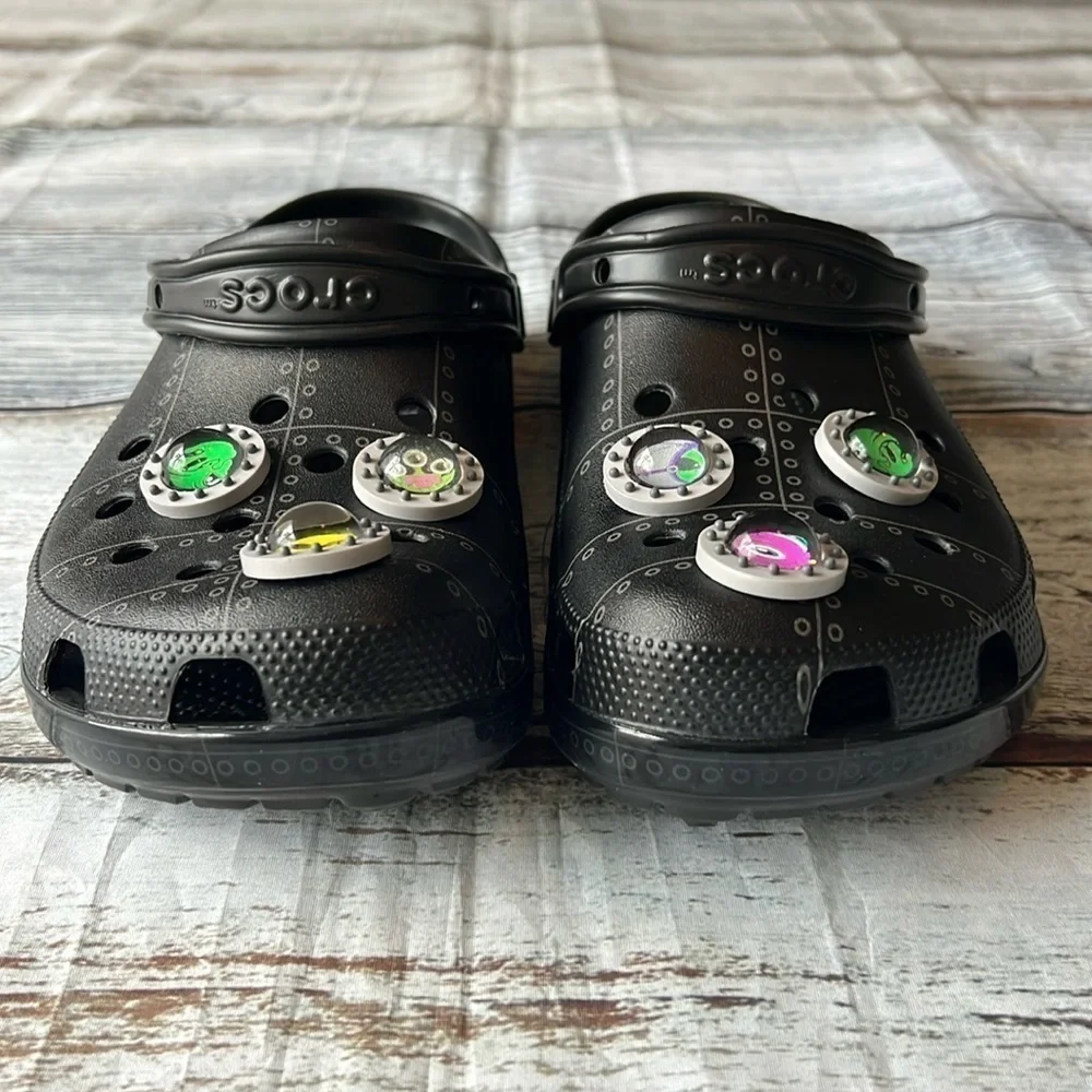 Men’s Croc’s Ron English Black/ Polished Black With Gibbets Men Size 11